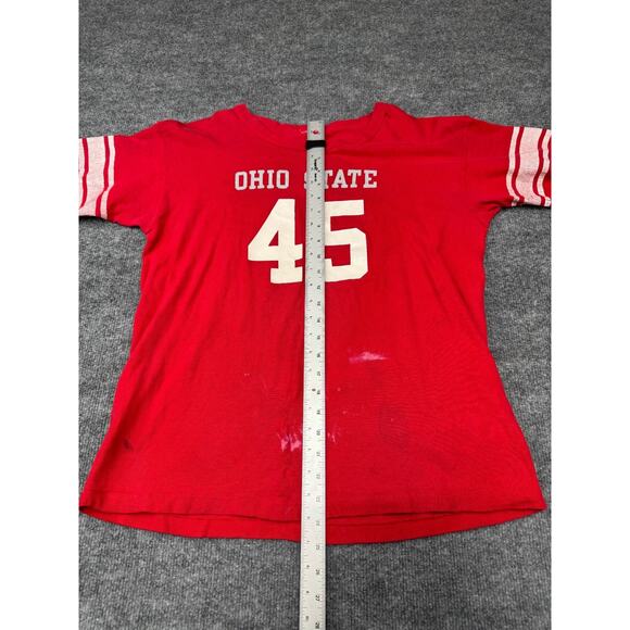 Vtg 70s Ohio State Buckeyes #45 Football Jersey T-Shirt Single Stitch Red Sz M-L - Picture 5 of 16